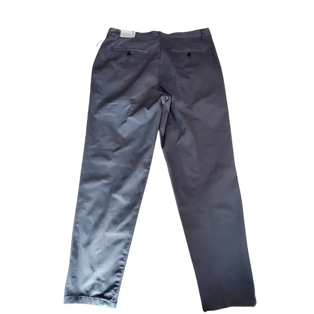 Good Fellow Pleated Trouser Mens Cotton Stretch Slim Tapered Leg Chinos W36 L32 - Picture 2 of 12